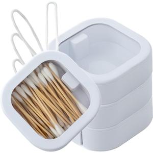 4pcs Hair Tie Organizer,Portable Travel Qtip Holder,Bathroom Storage Organizer Qtip Dispenser Cotton Swabs Dispenser Kids Hair Accessory Box with Lid for Bathroom,Desktop Organizer(4 Pcs White)