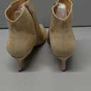 Coutgo Womens Kitten Heel Ankle Boots Pointed Toe Side Zipper Fall Winter Booties Shoes (9, Khaki)