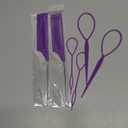 Hair Styling Tool Set - 6 Pack with French Braid Loops, Rat Tail Combs, and More for Versatile Hairstyles, Purple