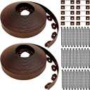Sasylvia 2'' x 200' Landscape Edging Kit Edging Border Coil Include Anchoring Spikes 10 Connectors Plastic Garden Border for Lawn Garden Grass Yard Home(Brown)