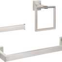 NearMoon 5 Pieces Bathroom Hardware Set 304 Stainless Steel - Square Towel Rack Set Include 16" Towel Rod + Towel Ring + Toilet Paper Holder + 2 Robe Towel Hooks Bathroom Accessories (Brushed Nickel)
