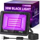38W LED Black Lights IP66 Waterproof Black Light Outdoor with 5ft Plug+Switch,Flood Blacklight for Halloween Glow in The Dark Party Stage Light Neon Glow Birthday 1 Pack