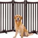 Yaheetech 36" H Extra Tall Freestanding Pet Gate 3-Panel Wooden Dog Fence with 2 Support Feet Folding Dog Gate for Indoor, Stairs, Doorways, Halls, Kitchen Wooden Pet Barrier Espresso, 60" L x 36" H (60" W x 36" H)
