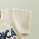 Toddler Boys Girls 4th of July T-Shirt America America America Lightning Bolt Kids Shirt Independence Day Top(1-2T,Beige America Lightning) (Beige)