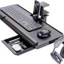 Klearlook Keyboard Tray Under Desk with 360 Rotation, Ergonomic Computer Keyboard & Mouse Tray 25"W11.02"D Sit Stand Desk Keyboard Holder w/Wrist Rest & Storage Drawer (Height is not Adjustable)
