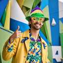 Fumwase 3Pcs Mardi Gras Costumes Accessories Set Sequin Mask Hat Bow Tie for Men Women Mardi Gras Outfit for Halloween Party (Green)