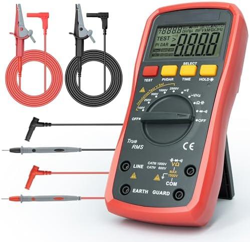 OIUEBXE IM2500 Multimeter, Megohmmeter Insulation Tester Capable of Measuring Resistance up to 50,000 ohms,100V/250V/500V/1000V/2500V,Auto-Ranging True RMS