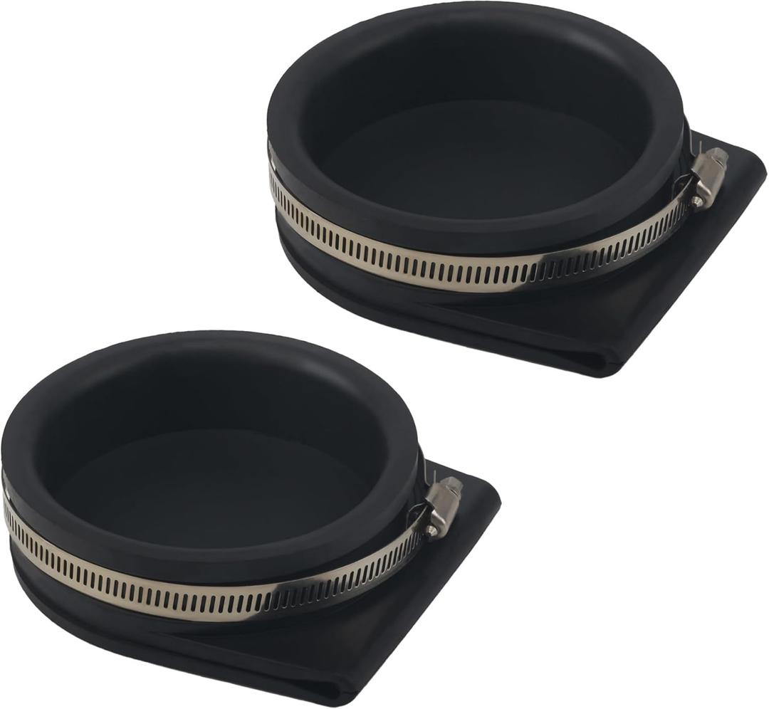 18-4457 2 Pcs Boat Exhaust Guard Covers with Stainless Steel Clamps Fit 4" OD Pipes Replace 50-28361 Mercruiser 12644A1 12644Q01