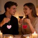 Fumwase 24PCS Crochet Heart Ornaments for Valentine Tree Handmade Red Pink White Hanging Heart Vase Filler for Home Wedding Anniversary Party Decor (Red Pink White)