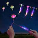 lpvoqpth 25 Sets LED Flying Set, 25 Slingshot+25 Glow Helicopter-50 Pcs, Flying Toy Outdoor Toys Glow in The Dark Party Supplies Party Favors for Kids 4-8