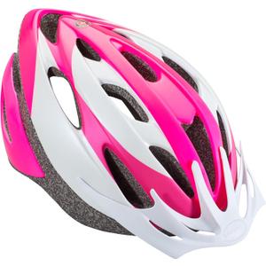 Schwinn Thrasher Helmet for Adults, Size 58-62 cm for Riders Ages 14+, Microshell, Adjustable Dial & Straps, Interior Padding, Air Vents, Lighted or Unlit, Visor, Adult Bike Helmet (Pink/White)