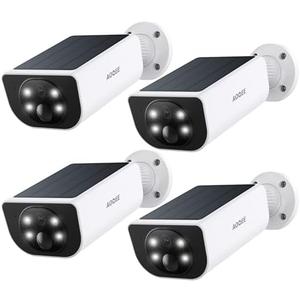 AOQEE Cameras for Home Security-2K Wireless Security Camera Outdoor with AI Motion Detection & Siren, Non-Stop Solar Powered Charging, Color Night Vision, SD/ Cloud Storage, Waterproof, S1 4P