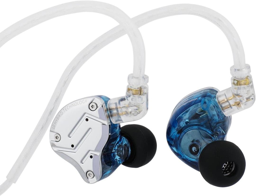 Linsoul KZ ZS10 Pro, 4BA+1DD 5 Driver in Ear Monitor, HiFi Wired Earbuds, Gaming Earbuds, Hybrid IEM Earphones with Stainless Steel Faceplate, Detachable Cable for Musician(Without Mic, Blue)