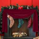 6ft Christmas Velvet Garland Decorations for Fireplace Vintage Burgundy Red Fabric Banner Xmas Hanging Tree Garland Mantel Surround Indoor Outdoor Holiday Table Wall Door Window Porch Decor
