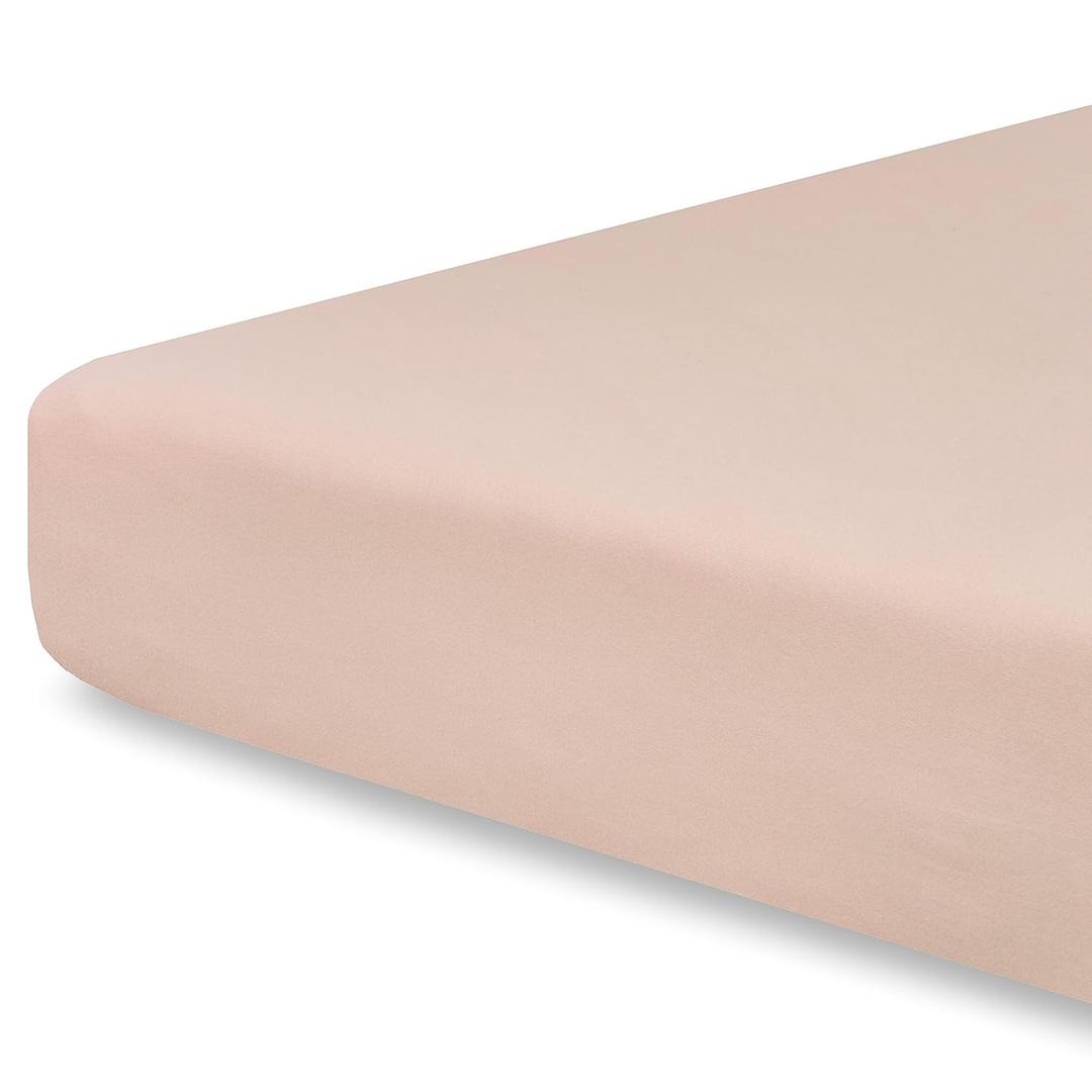 Pobibaby - Single Solid Premium Fitted Baby Crib Sheets for Standard Crib Mattress - Ultra-Soft Cotton Blend, Safe and Snug, and Stylish Solid Crib Sheet (Pink Beige)