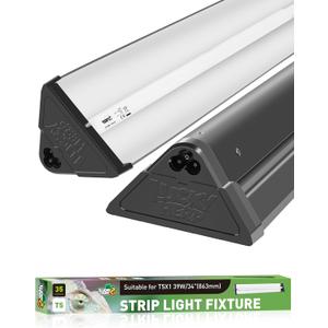 LUCKY HERP T5 Reptile Light Fixture Combo Kit 39W (New Upgrade), UVB Reptile Light Fixture with Desert UVB 10.0 34" Fluorescent Tube, UVA UVB Reptile Light for Lizard, Bearded Dragon, Tortoise