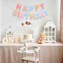 Mindsoft Felt Happy Birthday Garland Rainbow Banner Reusable Happy Birthday Sign Party Supply for Party Decor (Macaron Color,Normal)