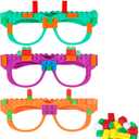 Hooqict 9 Pcs DIY Building Bricks Glasses Building Blocks Games for Kids Creative Building Block Birthday Party Favors, Carnival Party Games Supplies