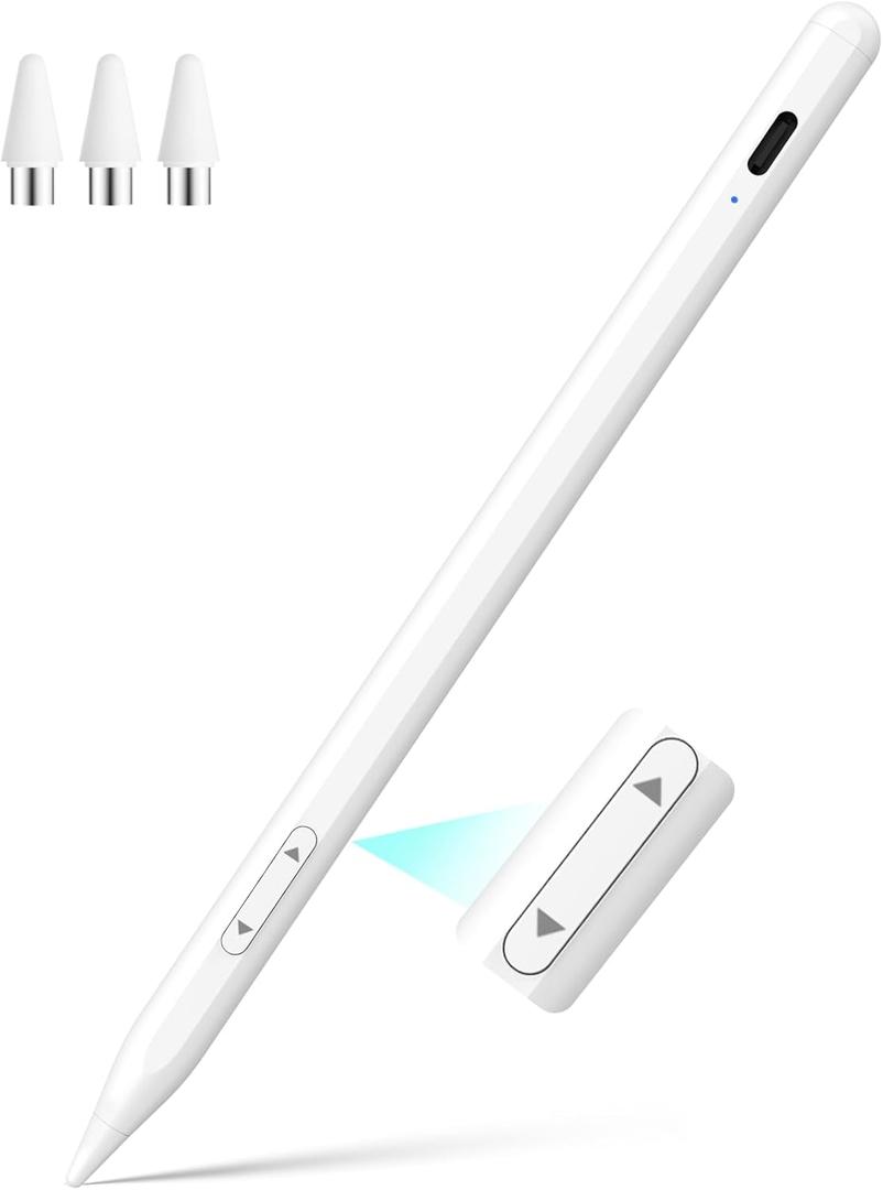 iPhone iPad Pencil for iOS & Android Touch Screens, New Designed 15 Mins Fast Charge Universal Stylus Pen for Apple iPad Pro, Air, Mini, (Palm Rejection) iWatch, iPhone, Samsung, Tablet All Devices (white)