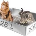 Homegroove Extra Large Stainless Steel Litter Box, 28"x20"x6" XXXL Metal Cat Litter Box for Big Cats with High Sides, Cat Litter Pan for Multiple Animal, Anti-Urine Leakage, Easy Clean (28x20x6 inch)