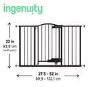 Ingenuity Easy Open Baby Gate & Dog Gate, Hands-Free Open Patent-Pending Foot Pedal, 27.5"-52" Wide, 28" Tall, Hardware or Pressure Mounted, Install in Doorway, Bottom of Stairs, or Wall - Espresso