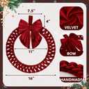 15.5 Velvet Christmas Wreath Front Door Red Wreaths Christmas Decorations Indoor Artificial Decor for Party Red Wreath