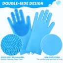 Pecute Pet Grooming Gloves, Large, Heat Resistant, Silicone Bathing and Massaging Gloves with High-Density Teeth and Enhanced Five Finger Design for Dogs and Cats, Purple