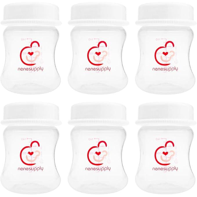 Nenesupply 4.7oz 6pc Wide Neck Breastmilk Storage Bottles Breast Pump Bottles Use on Pumping with Spectra S1 S2 Synergy Gold Breast Pumps Collection Replace Spectra Bottles for Pumping Wide Mouth
