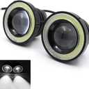 Angel Eye Fog Lights LED Halo Ring DRL Headlights, Super Bright Fog Lamp with Round COB Aperture, 12V 10W Daytime Running Projector Light Bulb Fits Car Truck Moto SUV (White)