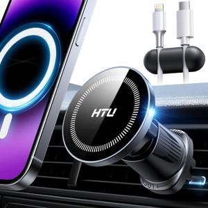 [2025 True Military-Grade] Magnetic Car Mount Vent [Upgraded Strongest Magnet & Metal Hook] for MagSafe Phone Holder Car for iPhone 16 15 14 13 12 AndroidPatent & Safety Certs, Non-Charging, Black