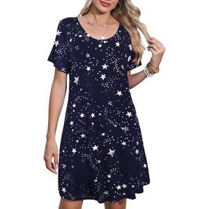 JollieLovin Plus Size Summer T-Shirt Casual Dresses for Curvy Women Flowy Swing, X