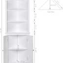 Spirich Tall Corner Cabinet with Doors and Shelves, Freestanding Corner Storage Cabinet for Bathroom, Kitchen, Living Room, White, Medium