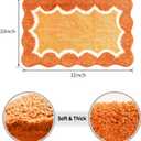 Scalloped Orange Bathroom Rugs Mat,Non Slip Absorbent Quick Dry Bath Mats for Shower Room,Plush Microfiber Bath Rug for Bathroom Floor Washable Carpet for Shower Tub Sink Bedroom,20"x32"