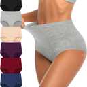 OLIKEME Womens Cotton Underwear High Waisted Postpartum C Section Panties Soft Stretch Breathable Full Coverage Briefs 6 Pack (S)