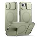 SURITCH for iPhone 17e/16e Case with Magnetic Camera Slide Cover and Adjustable Kickstand, Compatible with MagSafe, Shockproof Bumper Case Slim Protective Cover 6.1 Inch, Green