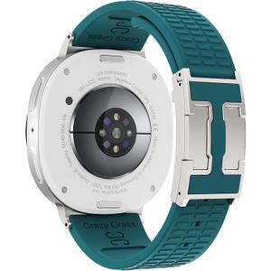 Sport Silicone Band Compatible with Samsung Galaxy Watch 8 Band 40mm 44mm/Galaxy Watch 8 Classic 46mm(2025), Soft Silicone Replacement Strap with Magnetic Buckle for Galaxy Watch 8 Women Men (Deep Green Band + Silver Buckle)