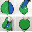 Green Screen Portable,Heorryn 3x5ft Green Blue Screen Chair Backdrop Kit Background Double Sided Pop Up Chroma Key for Photography,Live Streaming Gaming Zoom Video Chats Parties and Meeting
