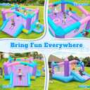 Inflatable Bounce House with Slide, Bouncy Castle for 4 Kids with Blower, 160 x 135 x 70 inches Jumping Bouncer with Ball Pit, Dual Basketball Hoops