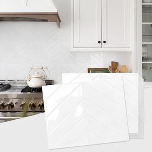 STICKGOO 10 Sheets Thicker Herringbone Peel and Stick Backsplash, 12.69.7 Stick on Wall Tiles, Self Adhesive Tile Sticker for Kitchen Backsplash and Bathroom, Pure White