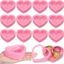 Wesiti 12 Pcs Small Heart Shaped Boxes with Window Valentine's Day Gift Boxes Plastic Storage Container for DIY Projects Presents Candy Jewelry Mother's Day Gifts (3.5 x 3 x 1.2 Inch,Pink)