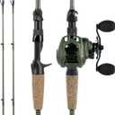 KastKing Spartacus II Twin-Tip Fishing Rod and Reel Combo, Spinning & Casting Combo, Fishing Poles and Reels Combo, KastFlex IM6 Graphite Blanks, 2-Piece Rods with Extra Tip, Spin-6'8'' M-2000 Reel