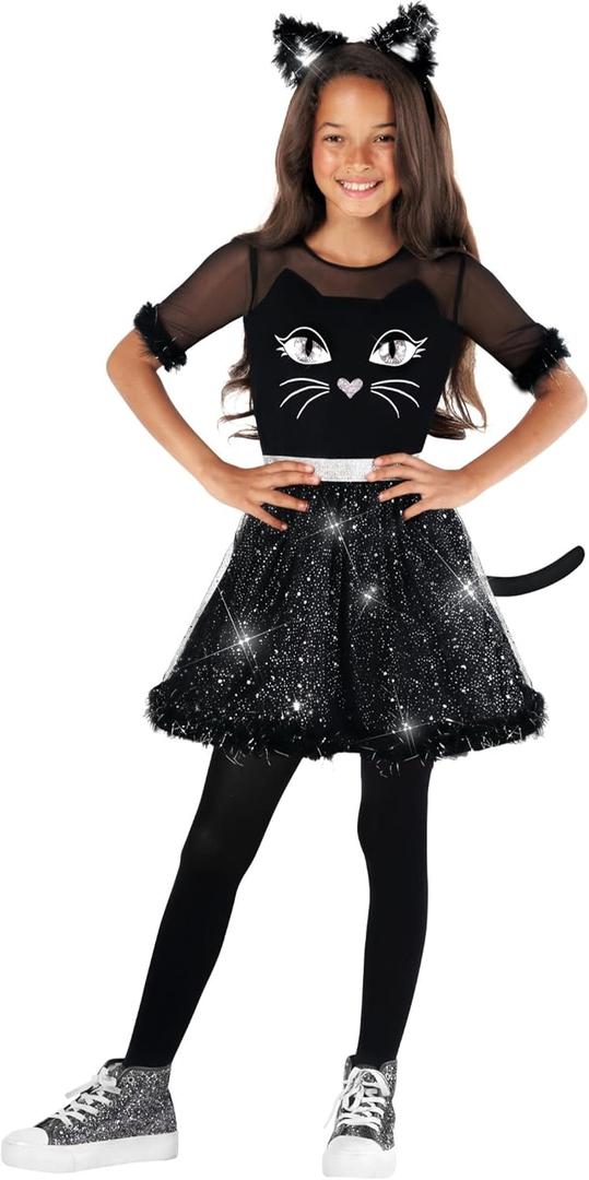 Morph Black Cat Costume For Girls, Kids Cat Costumes For Girls, Black Cats Dress Girl, Halloween Costumes For Kids (10-12 Years)