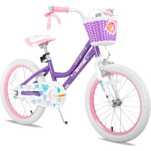 JOYSTAR Angel Girls Bike for Toddlers and Kids Ages 2-13 Years Old, 12 14 16 18 20 Inch Kids Bike with Training Wheels & Basket, 20 24 Inch Girls Bicycle with Handbrake & Kickstand (Purple)