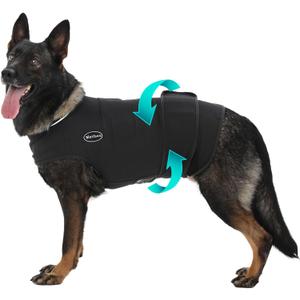 Meifsou Dog Anxiety Vest, Skin-Friendly Thunder Jacket for Dogs, Dog Calming Shirt for Thunder, Fireworks, Vet Visits and Separation - Keep Pet Calm Without Medicine, Fit for Small Medium Large Dogs (Black)