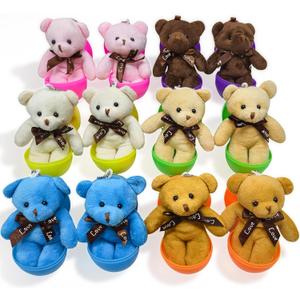 Abakuku 12 Pcs Prefilled Easter Eggs Plush Toy,3.15in Bright Colorful Eggs Prefilled with Variety Plush Toy Easter Basket Stuffers Party Favors Gift Bags