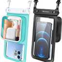 Niveaya 2 Pack IPX8 Waterproof Phone Pouch, Large Space Cell Phone Pouch Floating, Water Proof Phone Case with Lanyard, Phone Dry Bag Beach Cruise Ship Essentials(Up to 8.5") (Black + Green)