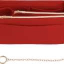 Purse Organizer Insert, Handbag Organizer with Zipper, Tote Shaper with Cup Holder & Keychain, Compatible with LV, Neverfull, MK, COACH, Longchamp, Kate Spade Red-Sl. Lg