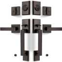 Double Front Door Lock Set, Keyed Entry Front Door Handleset with Dummy, Square Heavy Duty Door Lever and Single Cylinder Deadbolt Combo, Oil Rubbed Bronze
