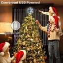 MEETYAMOR Christmas Tree Topper, 10 Inches 200 LEDs Lighted White Snowflake Star Tree Topper, 3D Infinity Mirror Snow White Lights Sparkling Treetop Christmas Decorations, Winter Xmas Decor Indoor