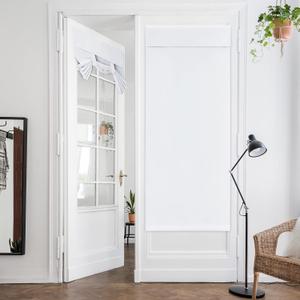 HOMEIDEAS Pure White Blackout French Door Curtain, Privacy Door Curtains for Window, Blinds for Glass Window, Thermal Insulated Tie Up Shades for Bedroom, 26 X 68 Inch, 1 Panel